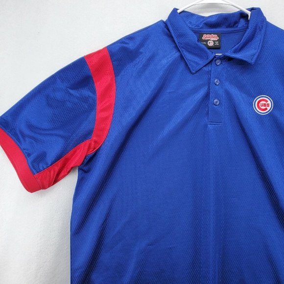 CHICAGO CUBS Shirt Men's Polo By Stiches Logo Blue Baseball Size Extra Large - Picture 5 of 12